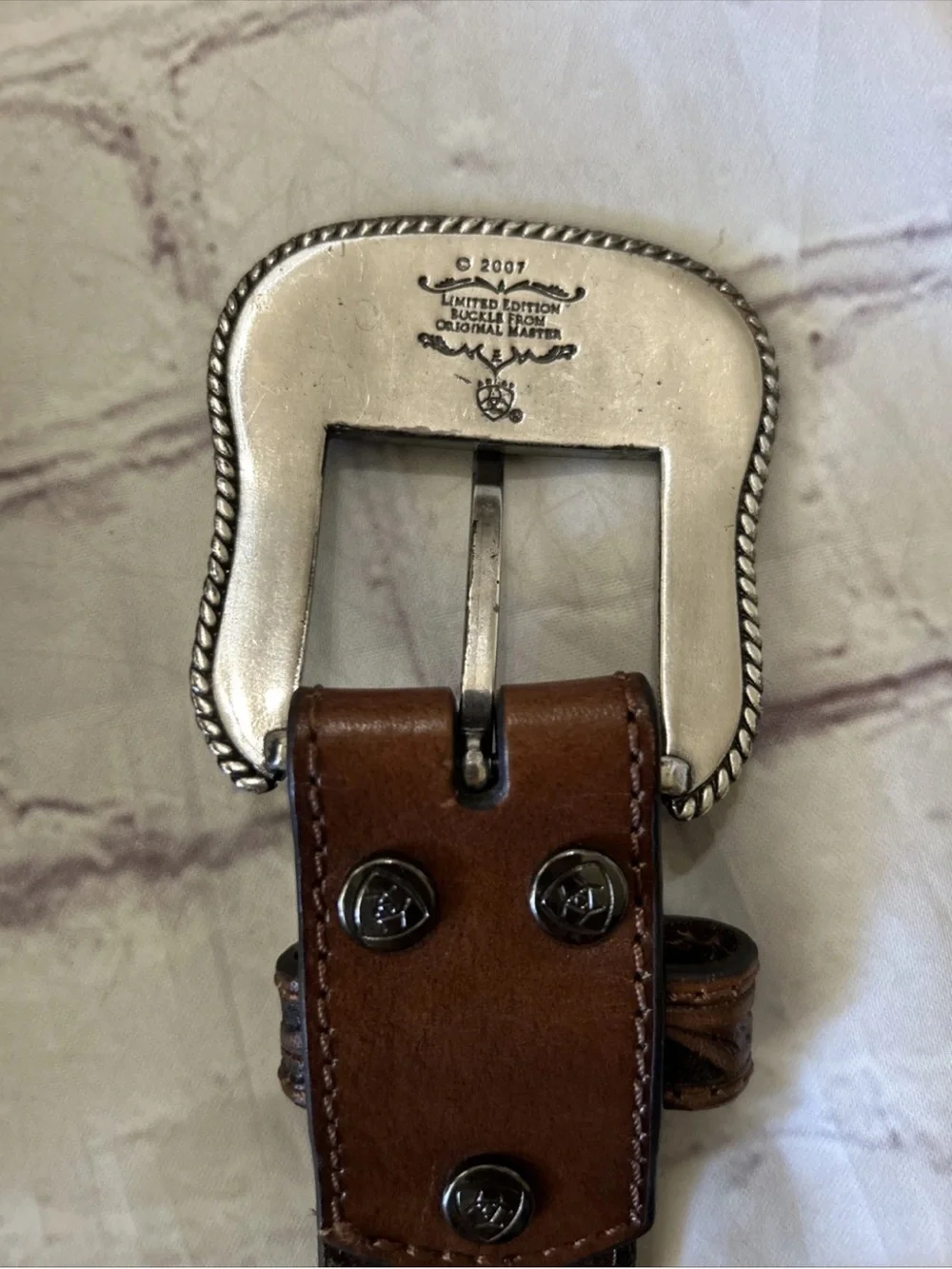 Ariat 2007 Limited Edition Buckle & Belt From Original Master Brown Size 46